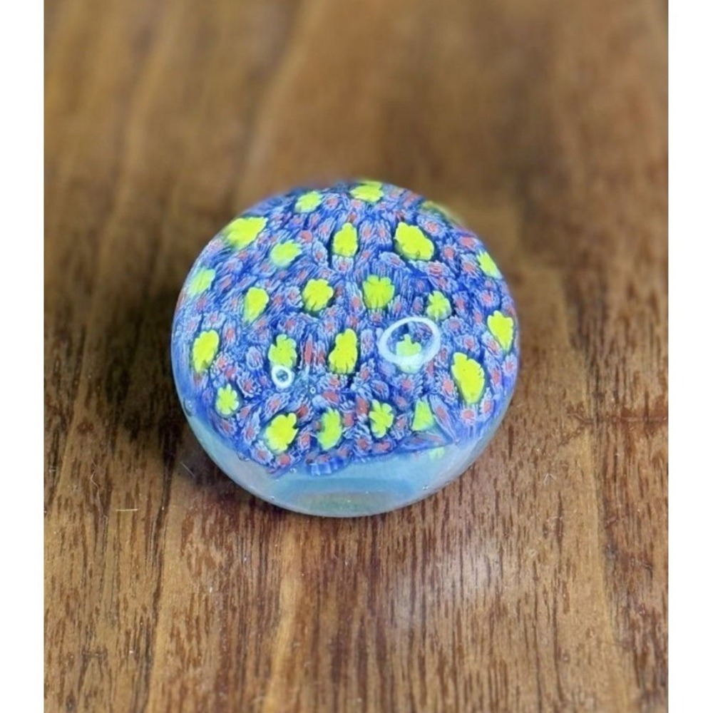 Miniature‎ Murano Millifiori Paperweight 1.5" Blue Yellow Green